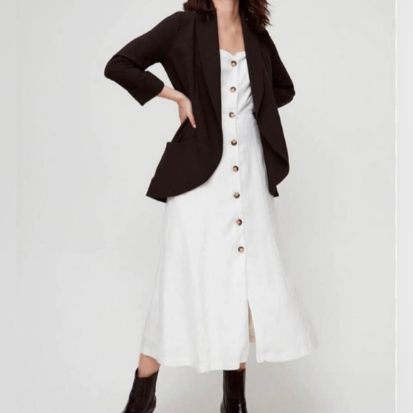 Aritzia Wilfred Rosalie Linen Button Down Dress White Summer Vacation Sz 4 - Picture 3 of 11